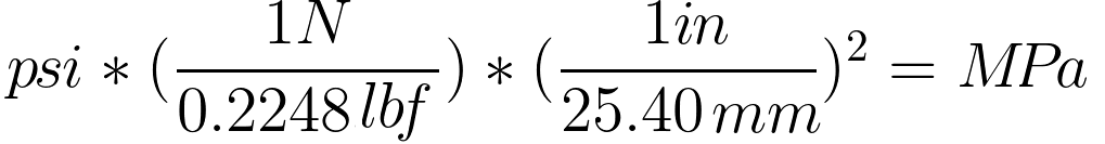 Pressure Conversion Chart Mpa To Psi